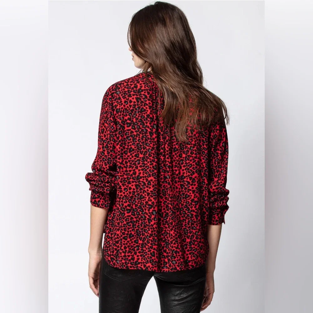 Zadig & Voltaire Tink LEO Leopard Print Tunic Blouse sz MEDIUM - Picture 2 of 10
